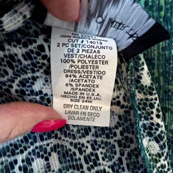 John Robert’s Woman Green Maxi Length Dress with Vest Overlay Size 24W - Picture 6 of 15